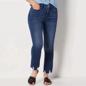 7 For All Mankind (b)air The Ankle Skinny Mid Rise Jeans With Raw Hems Size 26